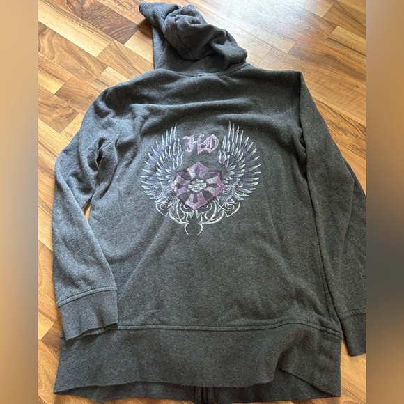 Harley-Davidson Gray Zip-Up Hoodie Sweatshirt - Picture 3 of 4